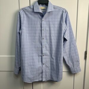 Michael Kors Blue Button-Down Dress Shirt Men's Neck 17 34/35 Wedding Interview